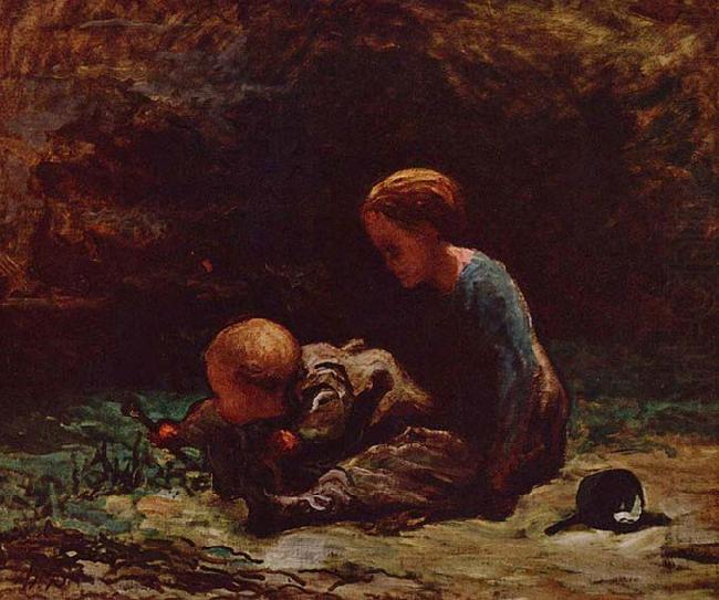 Honore Daumier Madchen und Kind